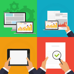 concept of analyzing scan computer documents vector image