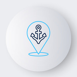 line map pointer with anchor icon isolated vector image