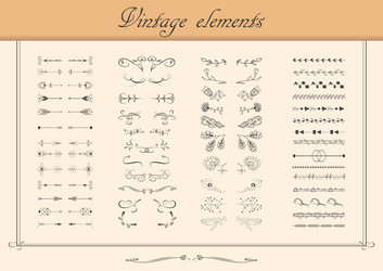 set ornate frames and scroll elements vector image