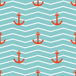 tile sailor pattern with red anchor on zig zag vector image