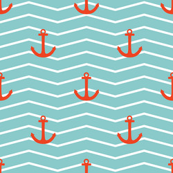 Tile sailor pattern with red anchor on zig zag vector