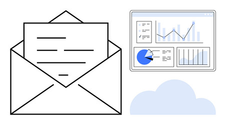 email communication and data analytics with cloud vector image