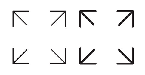 expand icon set in thin line for web vector image