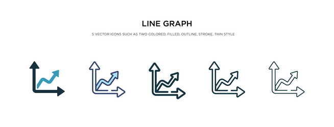 line graph icon in different style two colored vector image