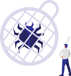 man using bug animal with sphere planet vector image