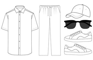 mens summer style collection flat sketch Vector Image