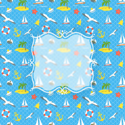 nautical icons background with blurred label vector image