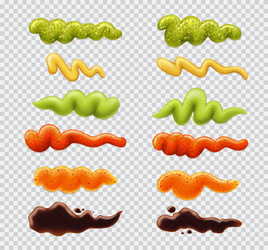 realistic sauces drip splash and stains set vector