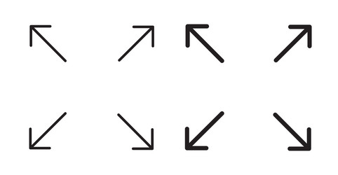 expand icon set in thin line for web vector image