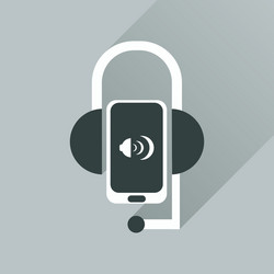 flat web icon with long shadow mobile earphone vector image