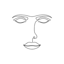 One line drawing abstract face continuous line Vector Image