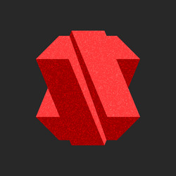 red impossible object 3d overlapping geometric vector image