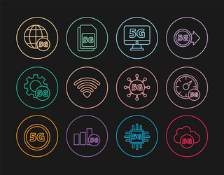 set line cloud 5g network digital speed meter vector image