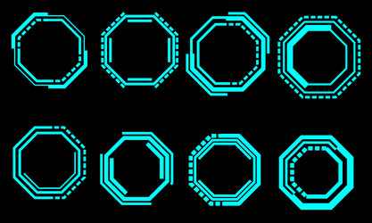 set of hud octagon modern user interface elements vector image