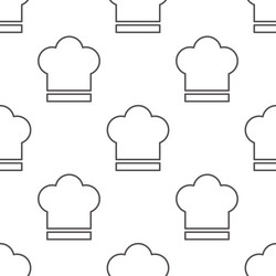 chef hat seamless pattern with doodle or lin style vector