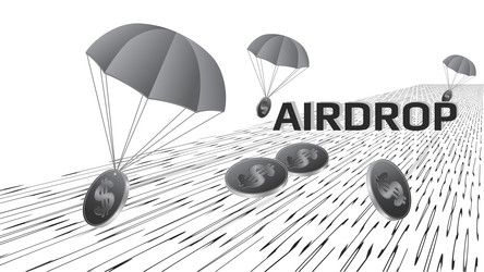 Futuristic token airdrop concept with receding vector