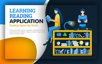 learning reading application students read above vector image
