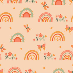 Seamless pattern in boho style with rainbows vector