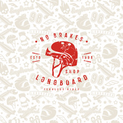 Seamless pattern with image of longboarding vector