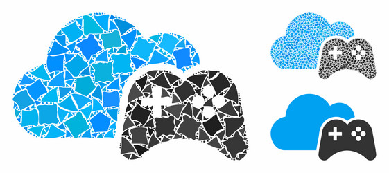 cloud game controller mosaic icon humpy parts vector image