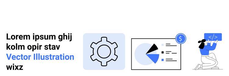 gear with pie chart and developer working on code vector image