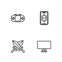 set line computer monitor sword for game vector image
