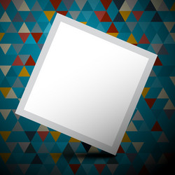 blue triangles background with empty white paper vector image