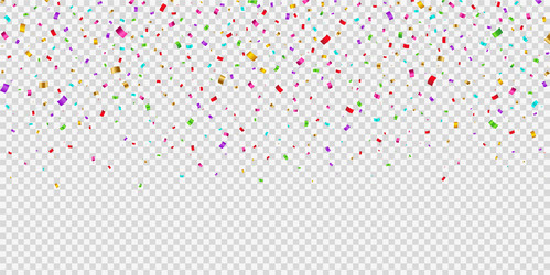 Falling shiny bright confetti on transparent vector