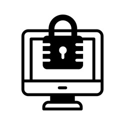padlock with monitor showing concept of secure vector image