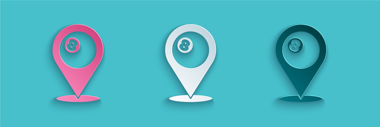 paper cut map pointer with billiard pool snooker vector image
