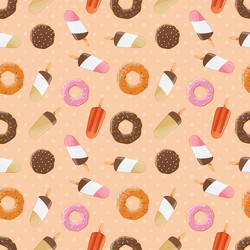 Seamless pattern with ice cream and donuts vector