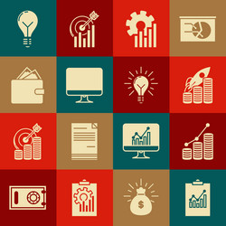 set clipboard with graph chart rocket flying up vector image