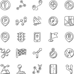 set of mapping tools and navigation symbols vector