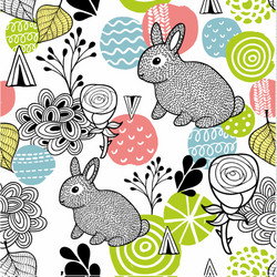 Spring Rabbits Pattern vector image
