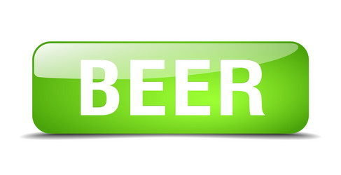 beer green square 3d realistic isolated web button vector image