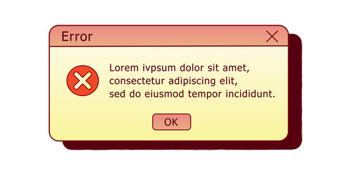 error dialog box retro pc user interface aestetic vector image