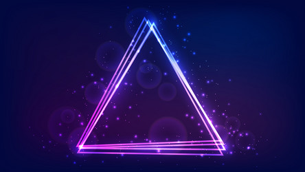 neon triangular frame with shining effects vector image
