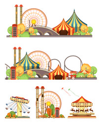 Amusement carnival park with circus tent booth Vector Image
