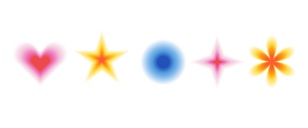 blur gradient geometric shape set y2k retro heart vector image