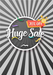 huge sale poster with sunburs lines on background vector