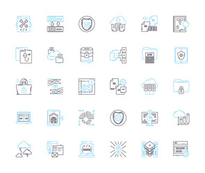 mobile privacy linear icons set encryption vector image