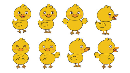 Super simple little ducks set in line format vector