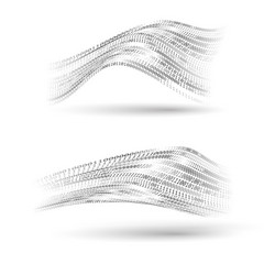 binary code halftone wavy shapes set abstract vector image