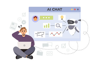 flat man using ai technology for help answer vector image