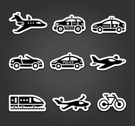 set of sticky stickers transport pictograms vector