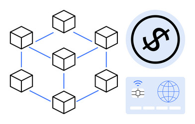 blockchain network connecting cubes with a digital vector image