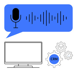 monitor voice command and crm integration vector image