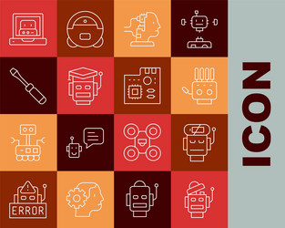 set line robot low battery charge mechanical vector image