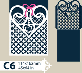 template envelope with carved openwork heart vector image
