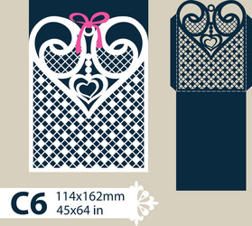 template envelope with carved openwork heart vector